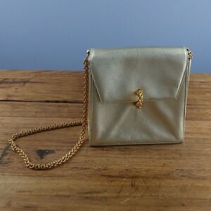 PALOMA PICASSO LOPEZ VINTAGE GOLD SHOULDER BAG WITH HEAVY GOLD CHAIN